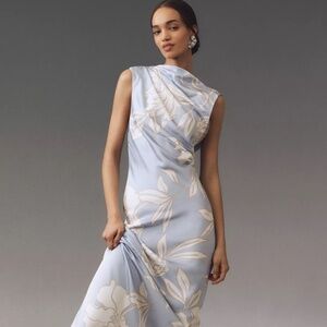 Significant Other Printed Lana Maxi Dress Ice Blue Fleur Size 10 Anthro